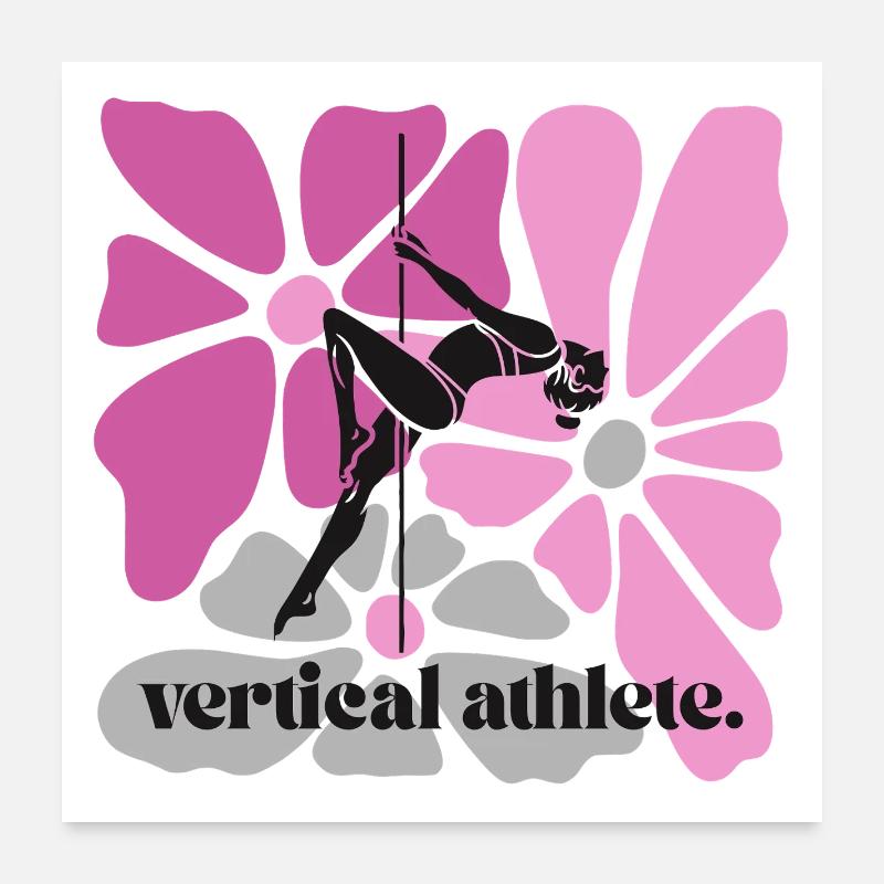 Athlète vertical en cadre de fleurs Poster 60 x 60 cm