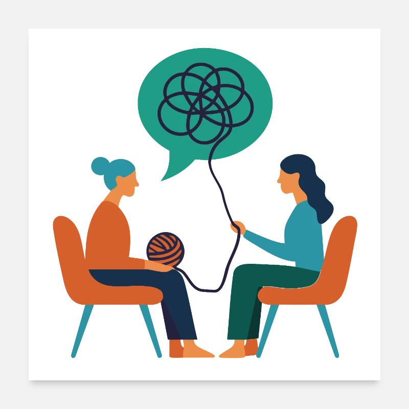 Therapeutin – Psyche Illustration - Poster 60x60 cm - Weiß
