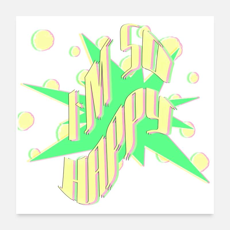 Ich bin glücklich Pop Art Explosion im so happy Poster 60x60 cm