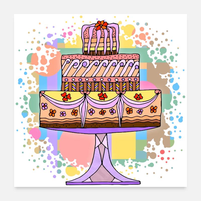 Kuchen - Poster 60x60 cm - Weiß