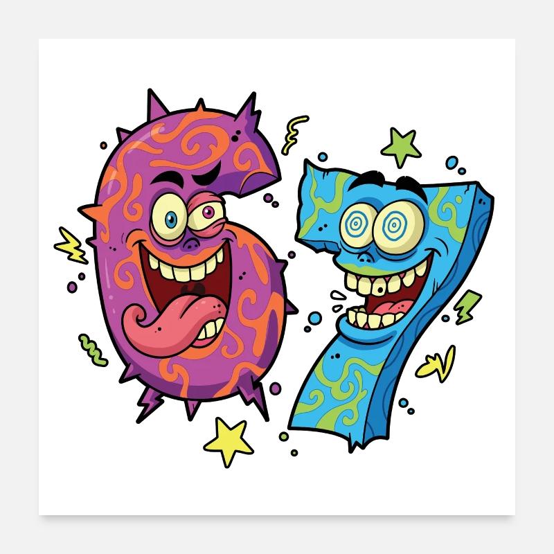 Sechs Sieben Monster Poster 60x60 cm