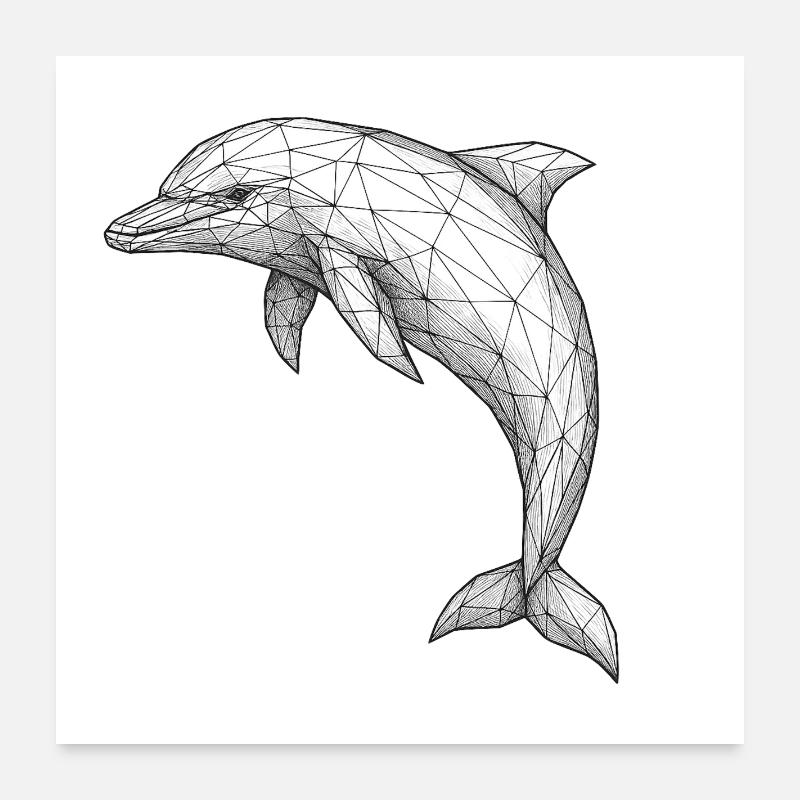 Geometric Polygon Dolphin Poster 24" x 24" (60x60 cm)