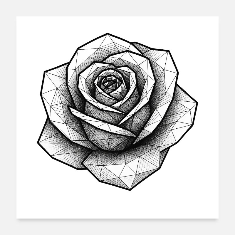 Geometric Rose Line Poster 24" x 24" (60x60 cm)