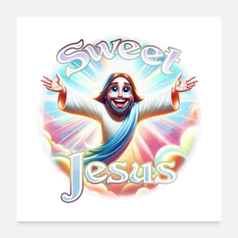 Doux Jésus - Poster 60 x 60 cm - blanc