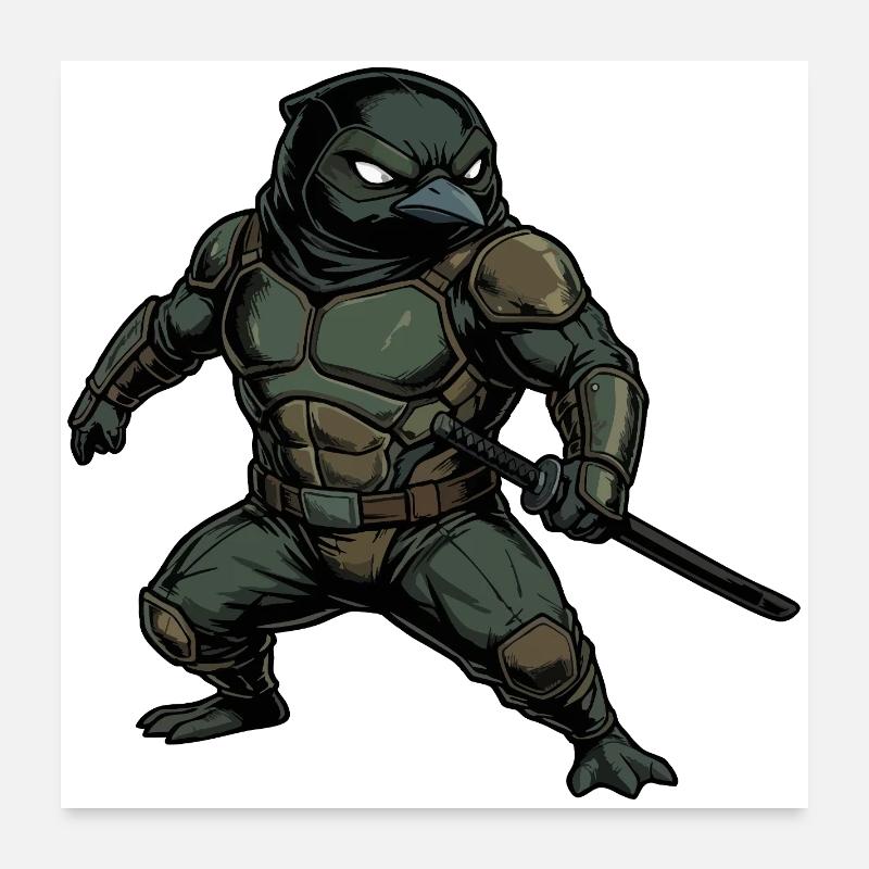 Ninja Pingouin Féroce Poster 60 x 60 cm