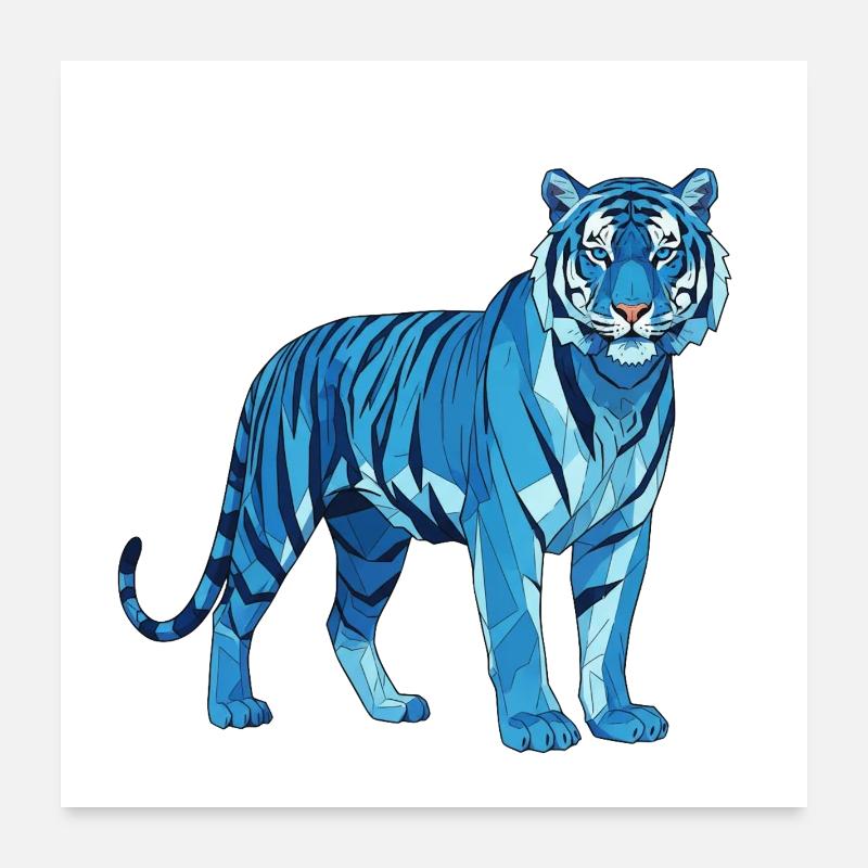 Geometrischer BlauTiger Polygon Poster 60x60 cm