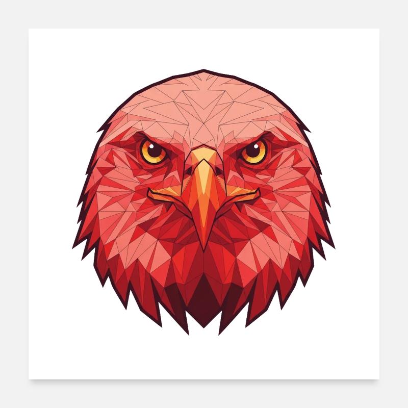 Roter Adler Lowpoly Portrait Poster 60x60 cm
