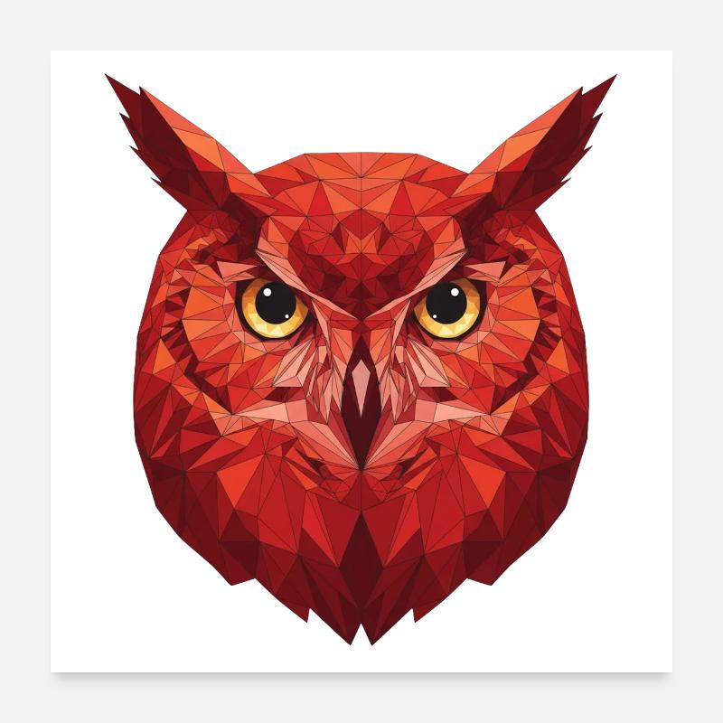 Rote Geometrie Eule Poster 60x60 cm