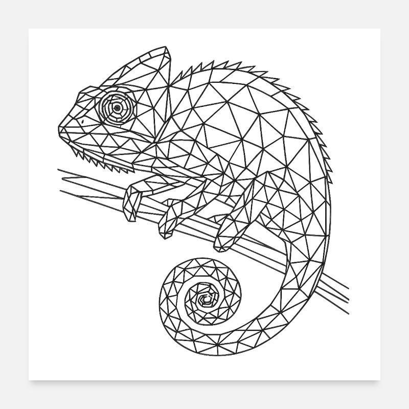 Geometrischer Chamäleon Wireframe Poster 60x60 cm
