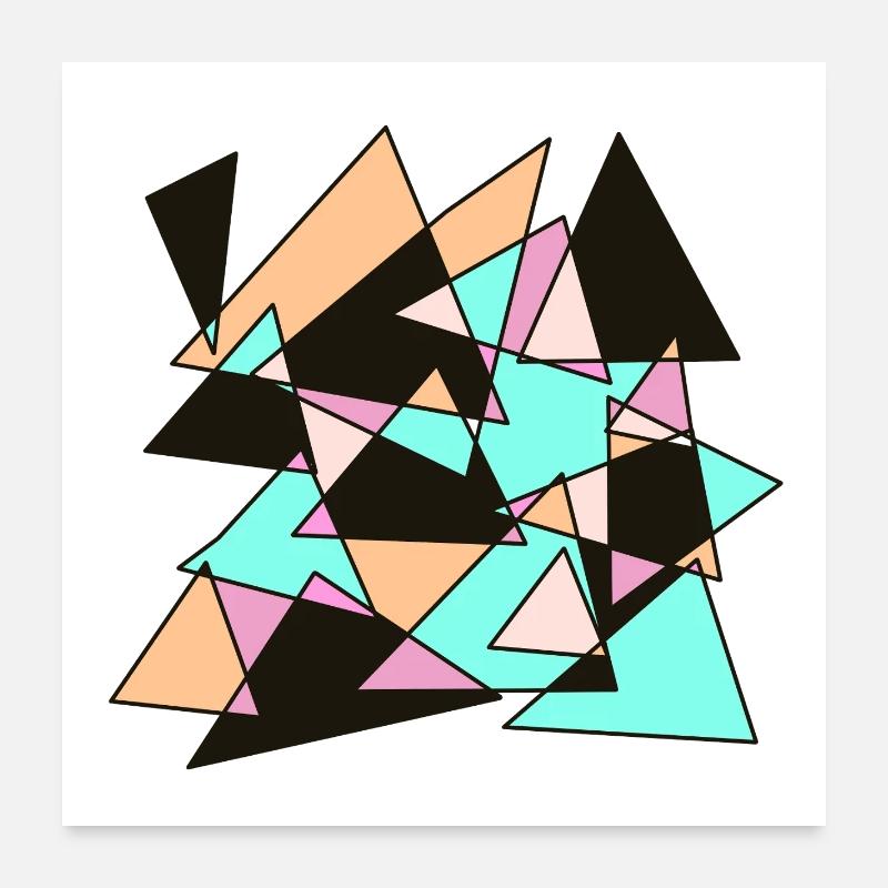 Triangles pastel géométriques Poster 60 x 60 cm