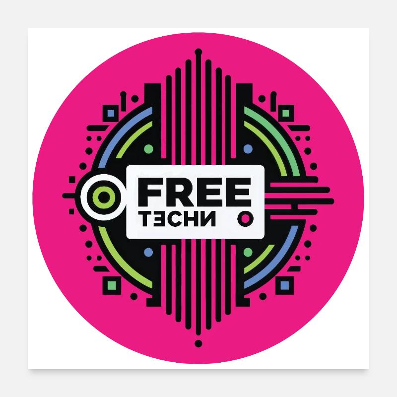 FREE TECHNO #2 – lass uns reden. Poster 60x60 cm