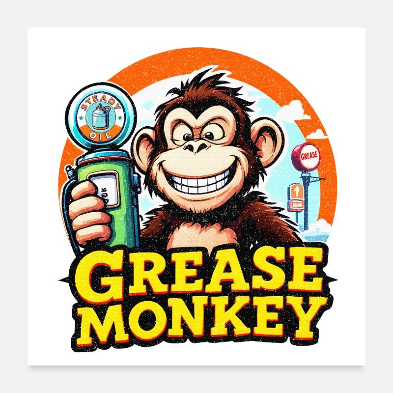 GreaseMonkey Retro Fuel Pump Poster 24" x 24" (60x60 cm)