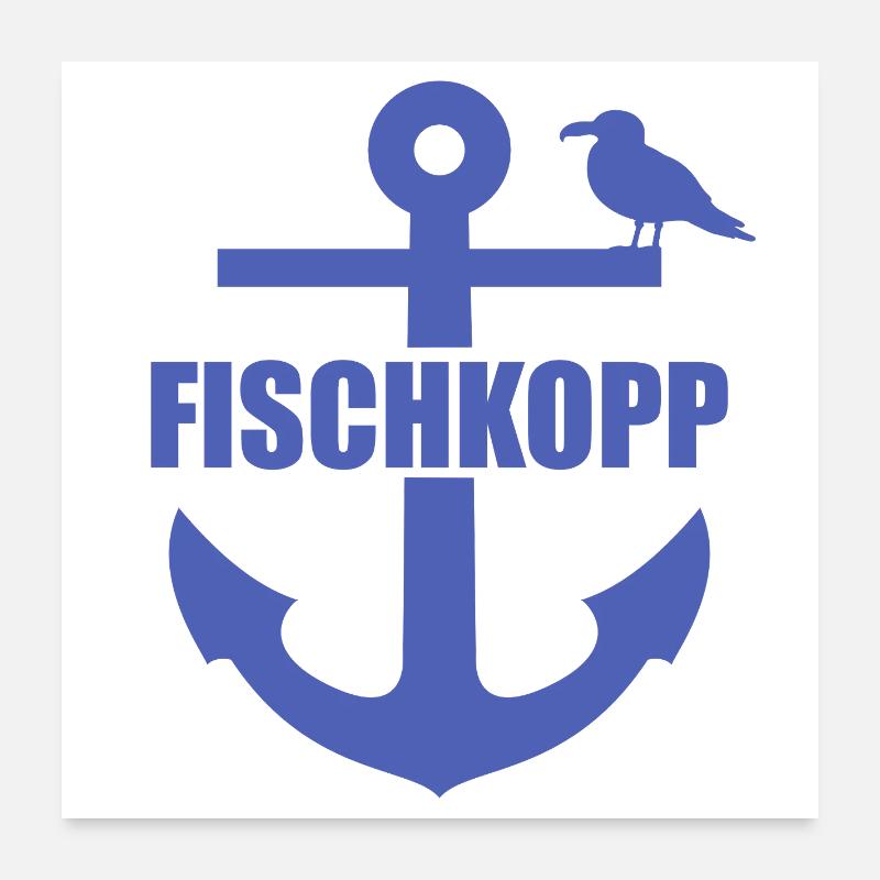 Fischkopp, ancre Poster 60 x 60 cm