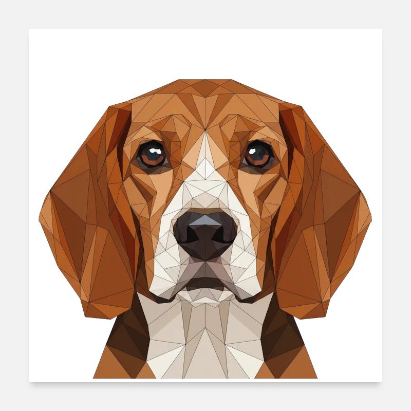 Polygon Beagle Porträt Poster 60x60 cm