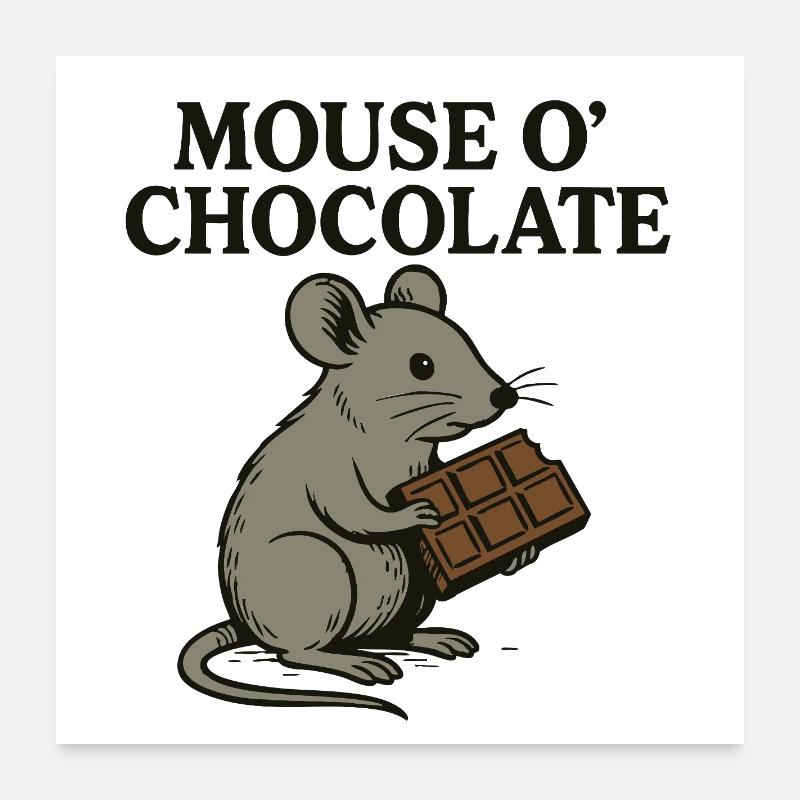 Souris o’Chocolat Jeu de mots Souris Chocolat Poster 60 x 60 cm