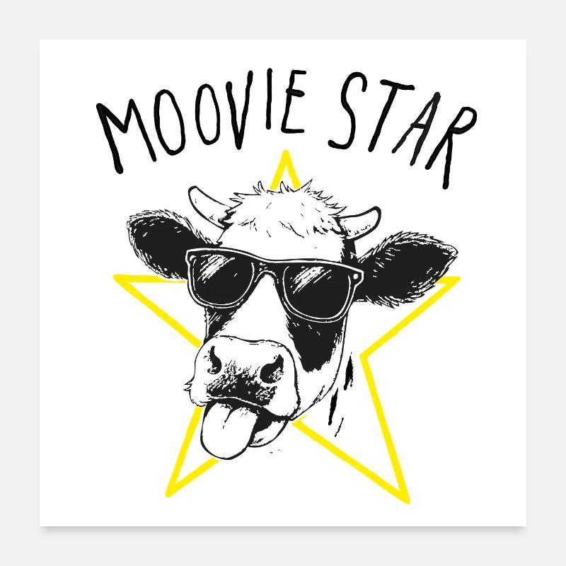 Moovie Star Jeu de mots avec une vache Poster 60 x 60 cm