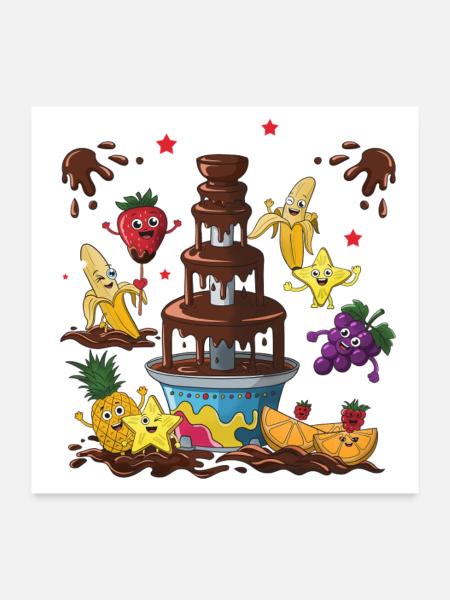 Fontaine à chocolat Fruit Friends Design - Poster 60 x 60 cm - blanc - Devant