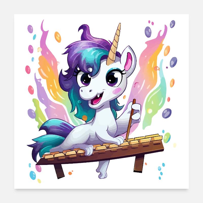 Regenbogen Einhorn Klangzauber Poster 60x60 cm