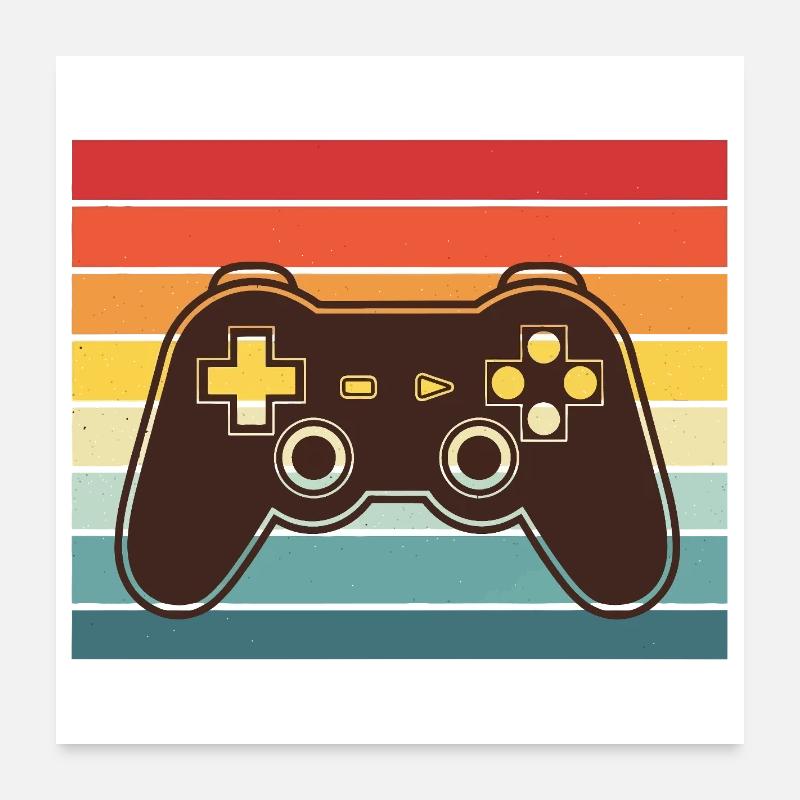 Retro Rainbow ControllerVintage Video Game Controller Poster 24" x 24" (60x60 cm)