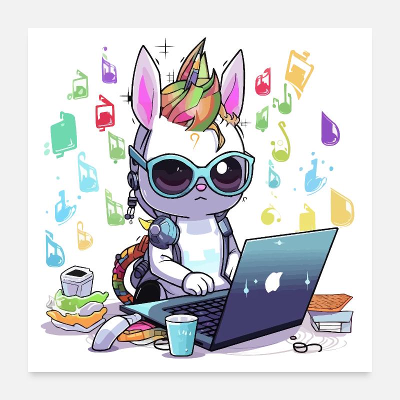 Unicorn tech gamer in creative studio Poster 24" x 24" (60x60 cm)