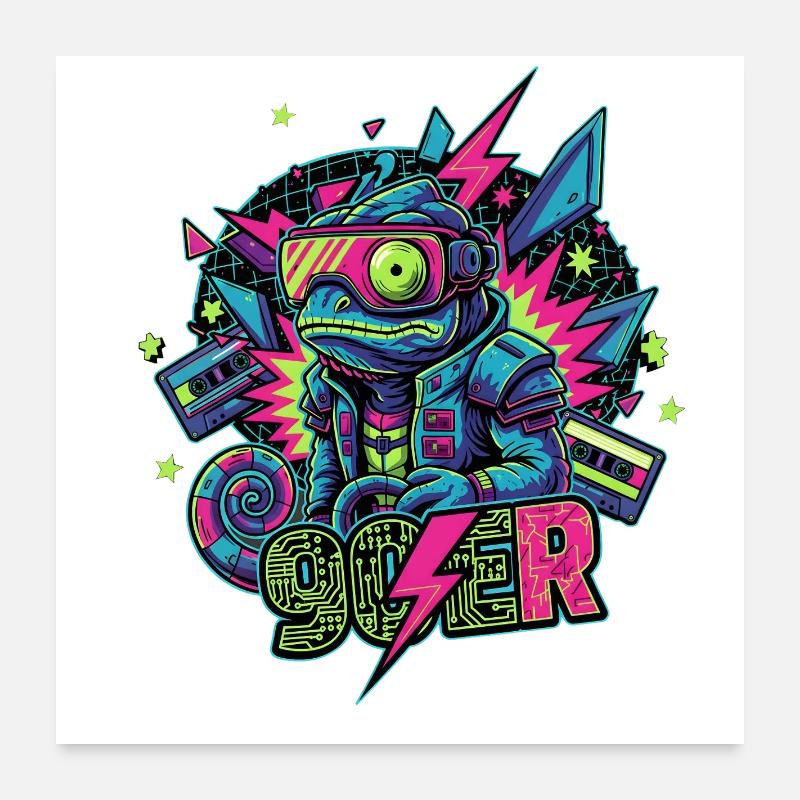 Neopunk Frog Poster 24" x 24" (60x60 cm)