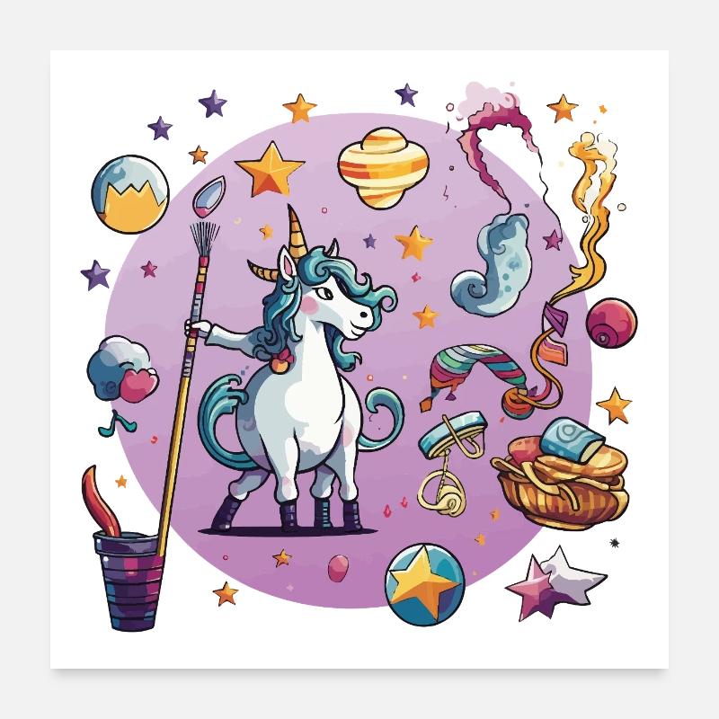 Sort de Licorne Galactique Poster 60 x 60 cm