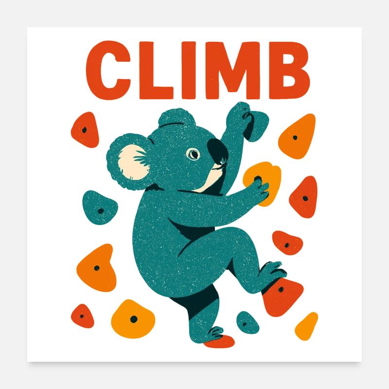 Cadeau d’escalade d’escalade de coala koala de bloc Poster 60 x 60 cm