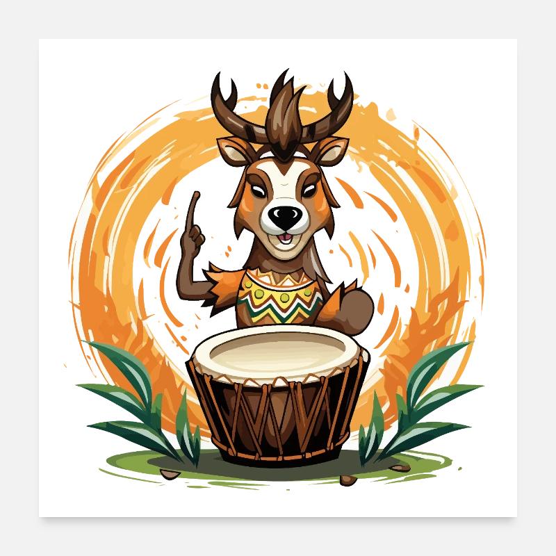 Drum deer in the wild circle Poster 24" x 24" (60x60 cm)