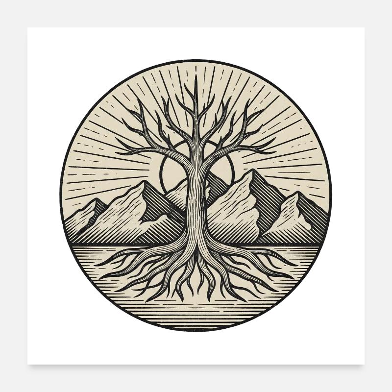Livets træ Poster 60x60 cm