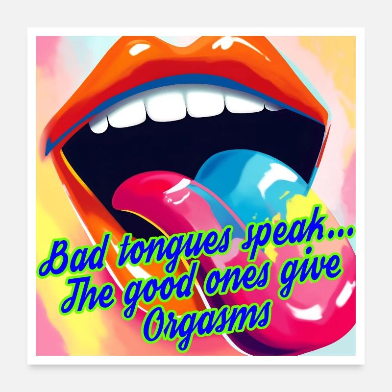 Zungen & Orgasmen - Poster 60x60 cm - Weiß