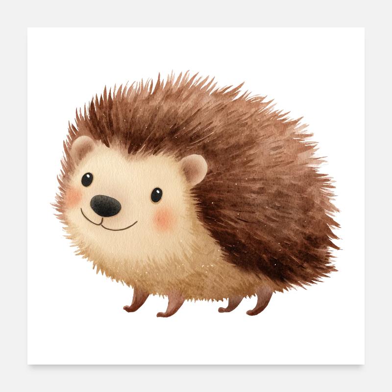 Hérisson mignon – Dessin Enfantin et Charmant Poster 60 x 60 cm