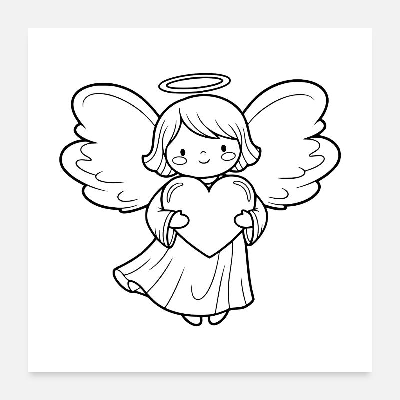 Guardian Angel with Heart Illustration Poster 24" x 24" (60x60 cm)