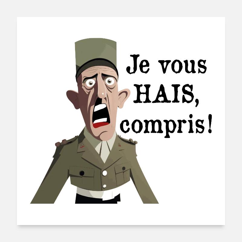 JE VOUS HAIS, COMPRIS ? Poster 60 x 60 cm