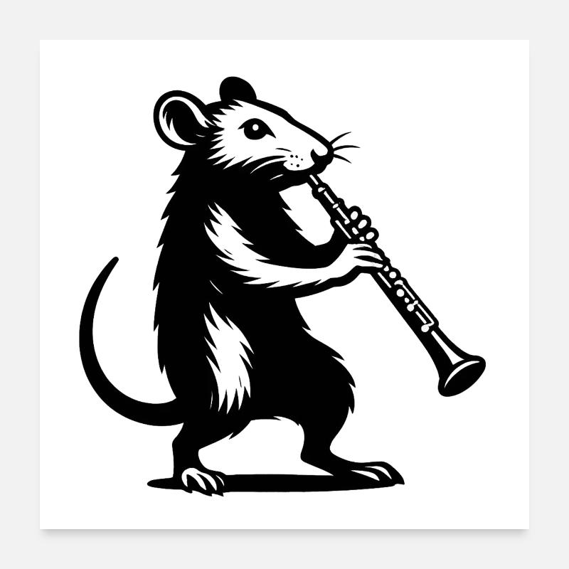 Clarinet-playing mouse Poster 24" x 24" (60x60 cm)