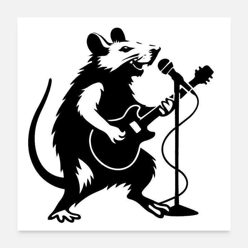 Ratterrock star with guitar Poster 24" x 24" (60x60 cm)