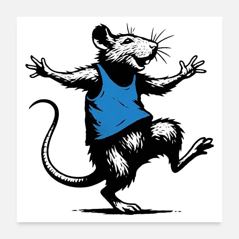 Bleu Rat Dansant Poster 60 x 60 cm