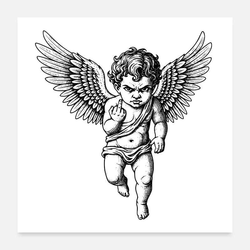 Classic Cherub with Large Wings Poster 24" x 24" (60x60 cm)