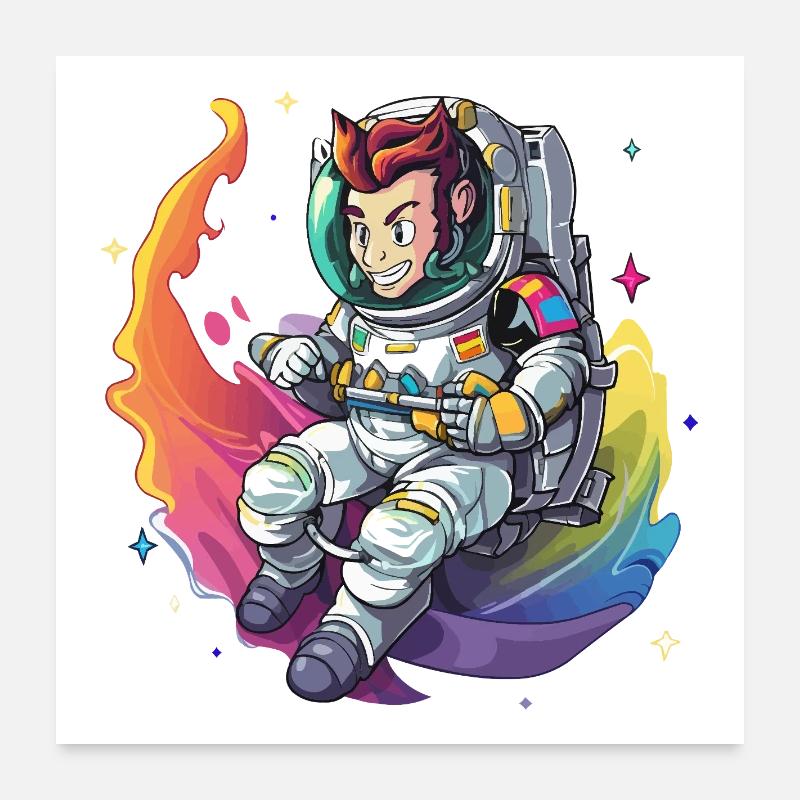 Rocker guitariste galactique dans l’espace Poster 60 x 60 cm
