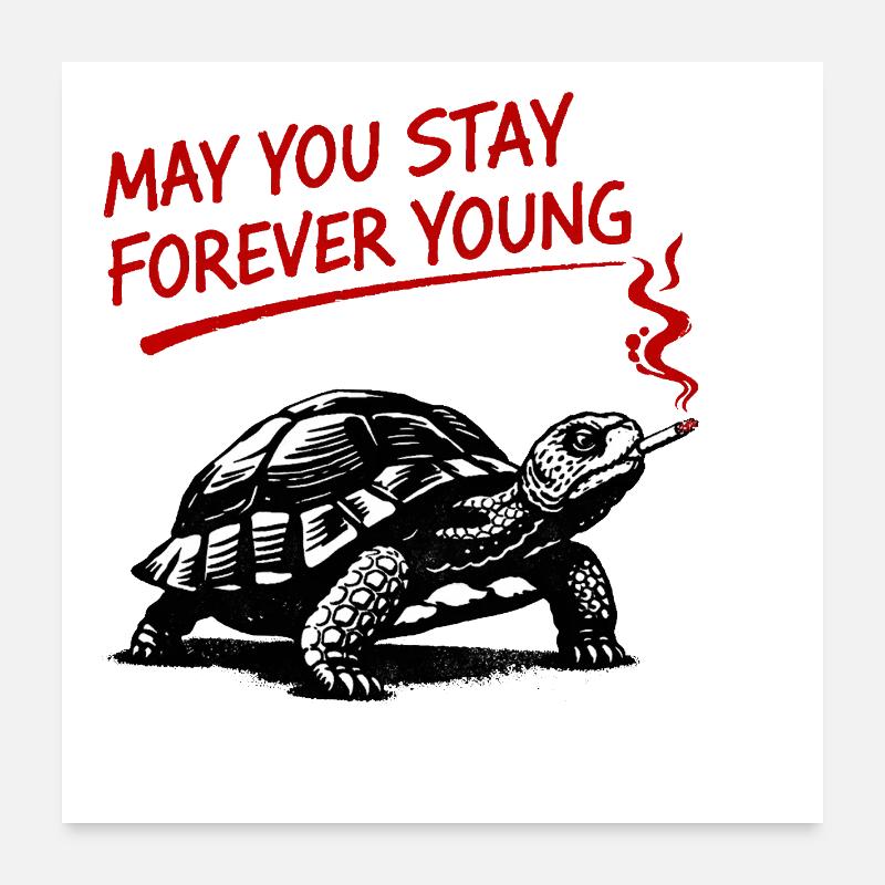 Schildkröte Raucht Forever Young Poster 60x60 cm