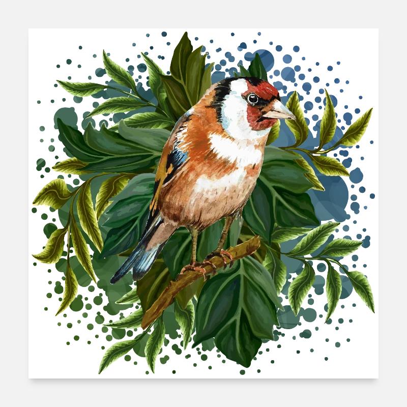 Bunter Vogel Poster 60x60 cm
