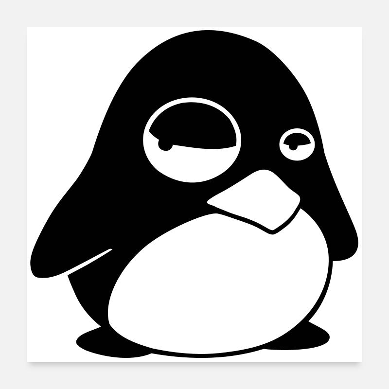 Grumpy Tux – Funny Linux Penguin for Nerds Poster 24" x 24" (60x60 cm)