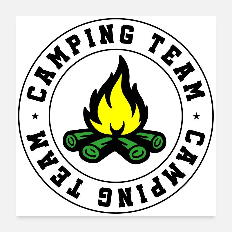 Camping Team Lagerfeuer Poster 60x60 cm