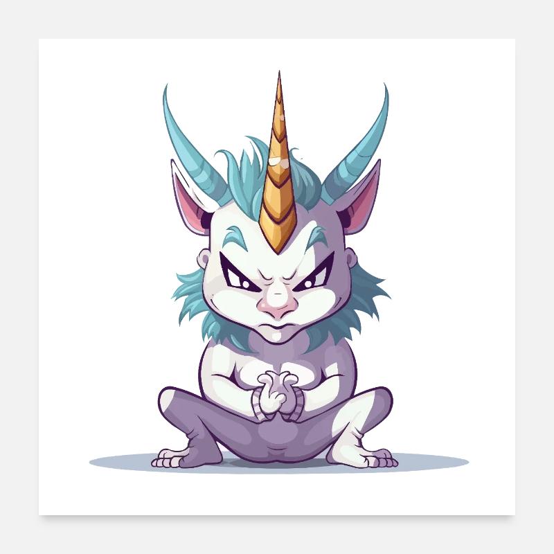 Licorne en colère Poster 60 x 60 cm