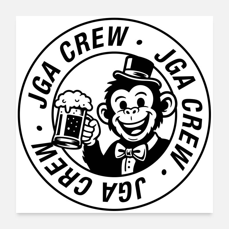 Bachelor Crew Monkey Bachelor Party Poster 24" x 24" (60x60 cm)