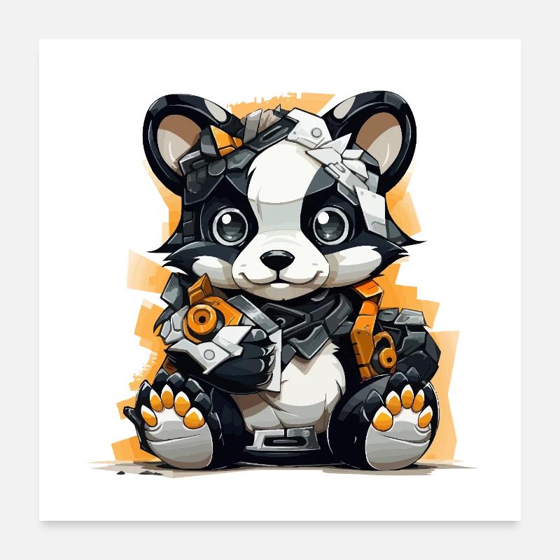 Panda Robo avec outils de construction Poster 60 x 60 cm