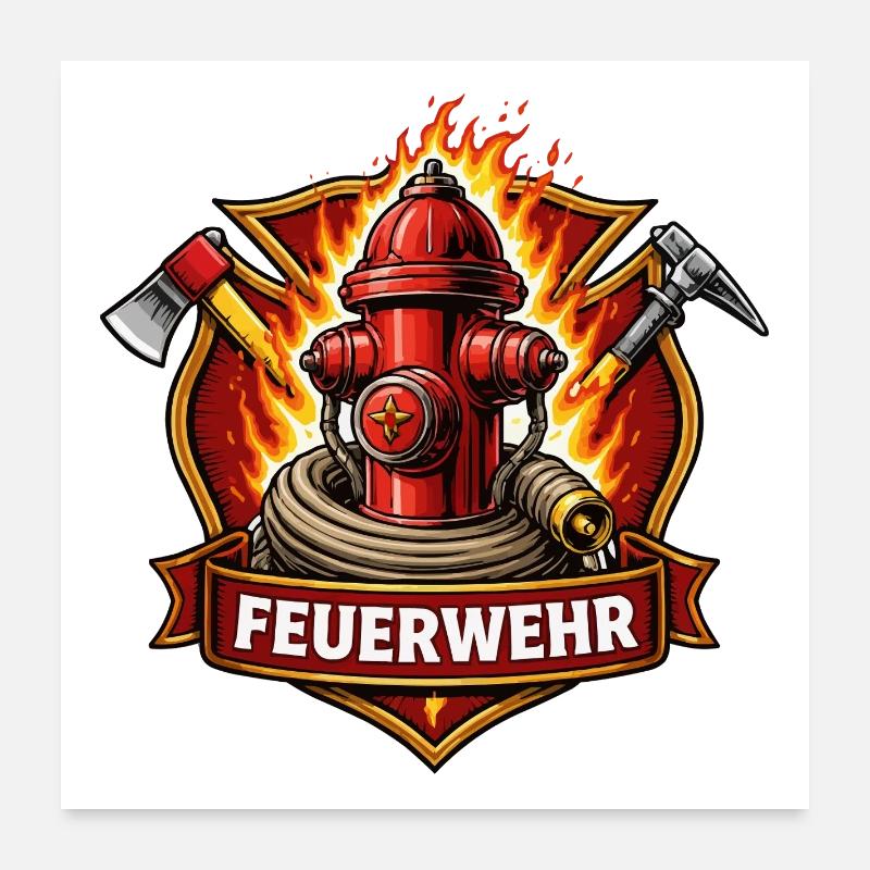 Feuerwehr Hydrant Emblem Poster 60x60 cm