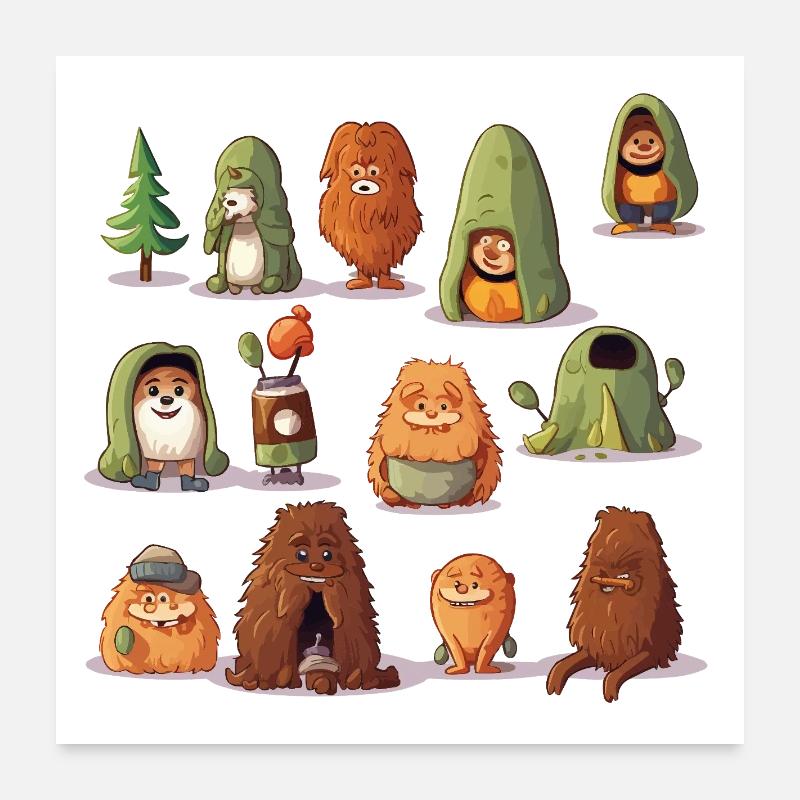 WaldYeti Kuschelwelten - Poster 60x60 cm - Weiß