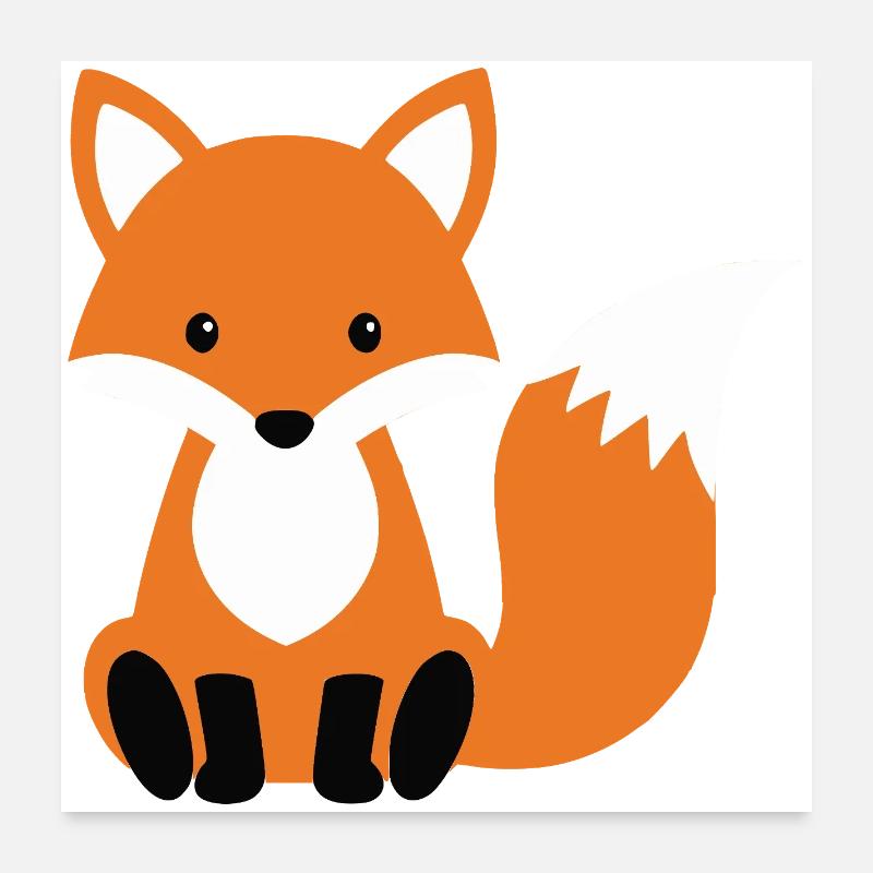 Cute sitting fox minimalist style Poster 24" x 24" (60x60 cm)