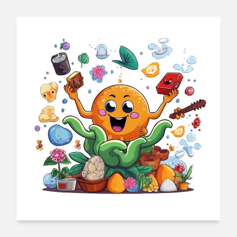 Fröhliche Orange im Kräutergarten Poster 60x60 cm