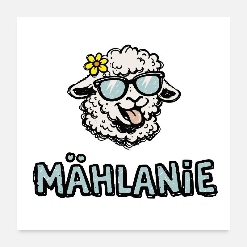 Mählanie Mouton Drôle Nom de Gribouillis Melanie Poster 60 x 60 cm